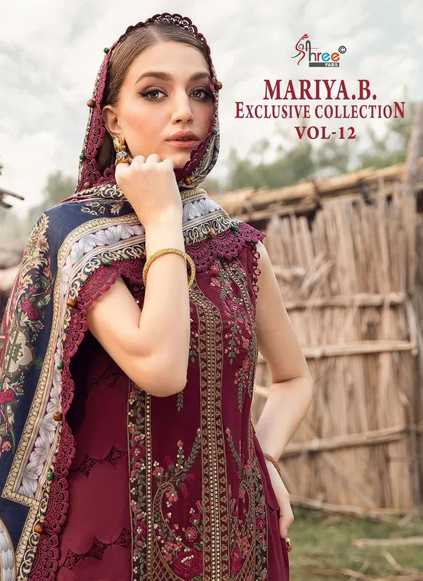 Maria B Exclusive Collection Vol 12 Rayon Cotton Pakistani Suits Wholesale Online