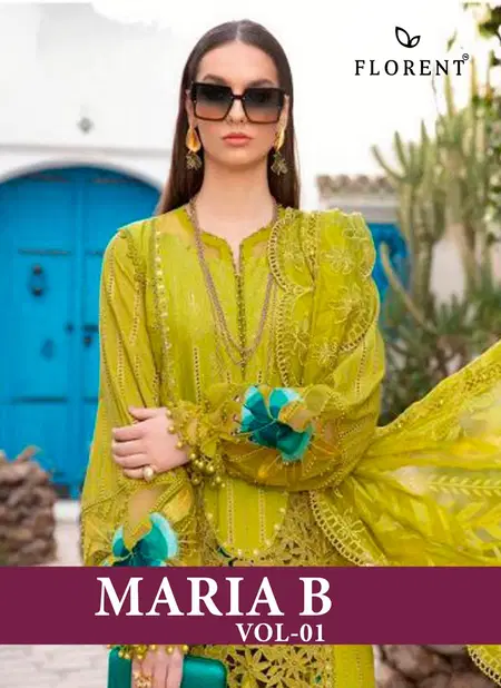 Maria B Vol 1 By Florent Embroidery Pure Cotton Pakistani Suits Wholesale Market In Surat Catalog