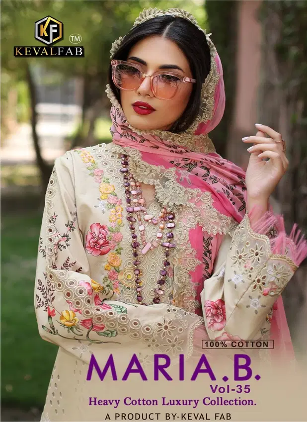 Maria B Vol 35 By Keval Fab Lawn Cotton Printed Dress Material Wholesale Online