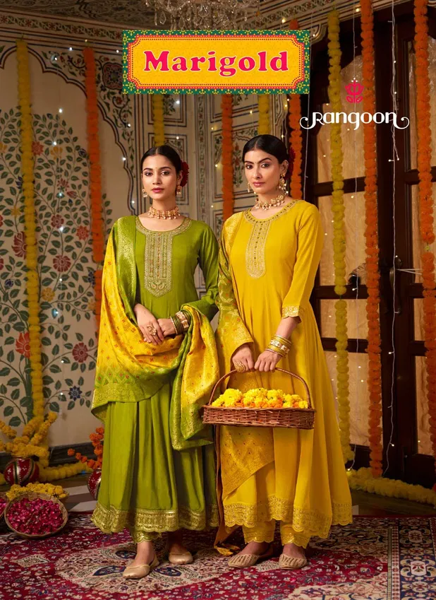 Marigold By Rangoon Silk Anarkali Readymade Suits Wholesale Price