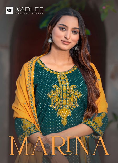 Marina By Kadlee Rayon Wholesale Kurti With Bottom Dupatta Suppliers In Mumbai Catalog