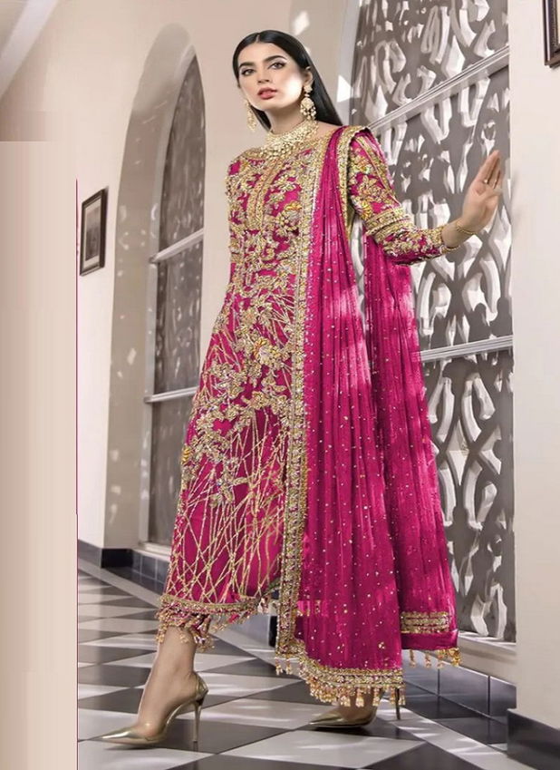 Mariyah Designer M 101 Heavy Wedding Wear Butterfly Net Embroidery Pakistani Salwar Kameez