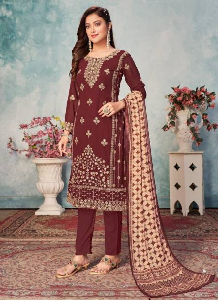 maroon Colour Twisha Vol 23 Festive Wear Wholesale Georgette Salwar Suit Catalog 2314