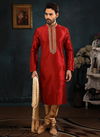Maroon Banarasi Silk Kurta Pajama 7738