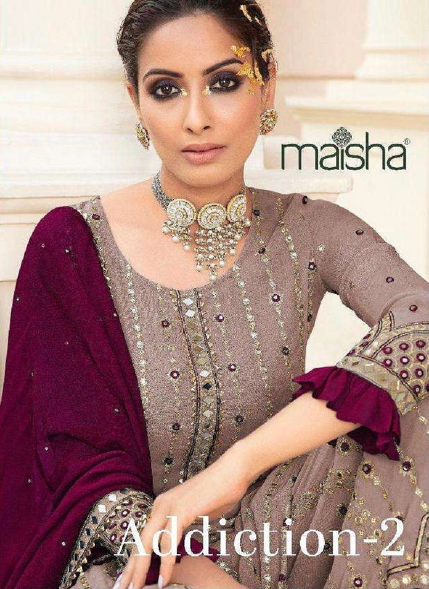 Maskeen Addiction Vol 2 by Maisha 9704 D to G Sharara Wedding Salwar Suits Wholesale Price In Surat
