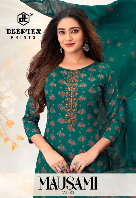 Mausami Vol 3 By Deeptex Jam Satin Printed Surat Dress Material Wholesale Market