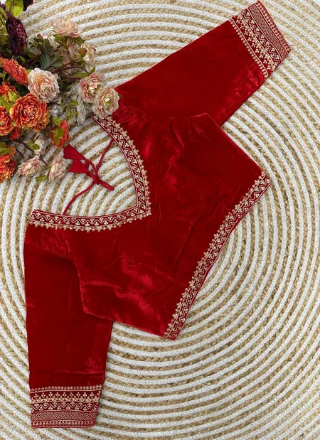 Maya By Ruhi Simple Sobar Bridal Work Velvet Blouse Wholesale Shop In Surat