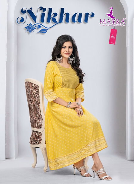 Mayra Nikhar Heavy Liva Designer Rayon Anarkali Kurti Catalog
 Catalog