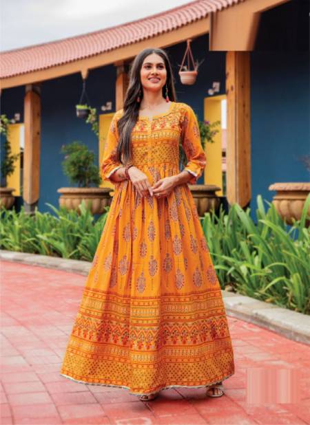 Mayree Flairy 2 Fancy Ethnic Wear Silk Printed  Anarkali Long Kurti Collection