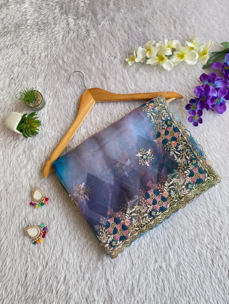 Mc Organza Digital Print Desgner Non Catalog Saree Catalog