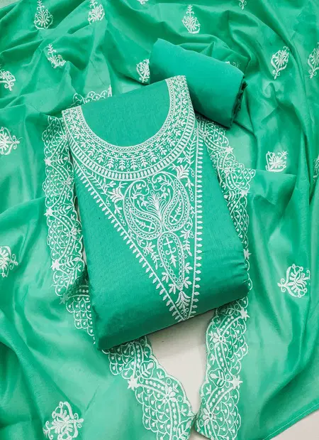 MD Heavy Modal Chanderi Embroidery Dress Material Wholesale Shop In Surat
