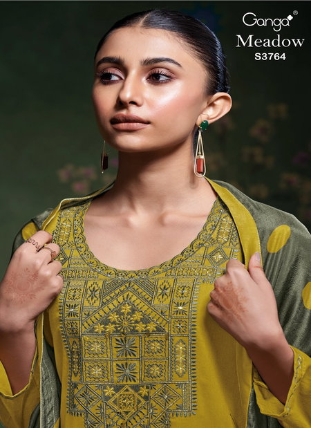 Meadow 3764 By Ganga Cotton Satin Designer Salwar Suits Wholesale Online