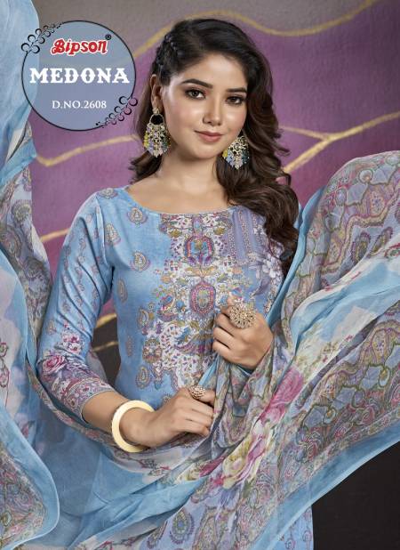 Medona 2608 By Bipson Pure Satin Digital Printed Dress Material Wholesale Suppliers In Mumbai Catalog