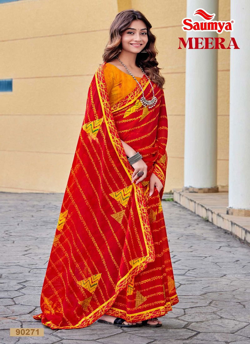 Meera By Saumya Printed Daily Wear Chiffon Saree Suppliers In Mumbai Catalog