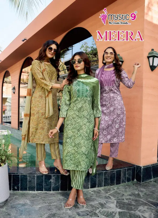 Meera Vol 2 By Mystic 9 Rayon Kurti With Bottom Dupatta Suppliers In India