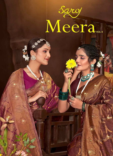 Meera Vol 4 By Saroj Swarovski Soft Linen Cotton Sarees Wholesale Price In Surat