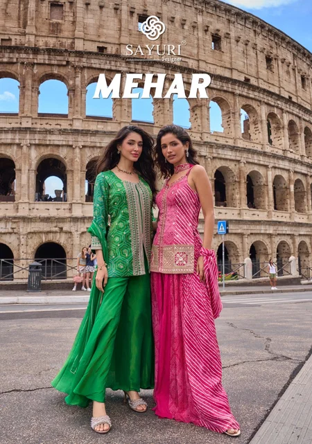 Mehar By Sayuri Real Simar Silk Readymade Sharara Suits