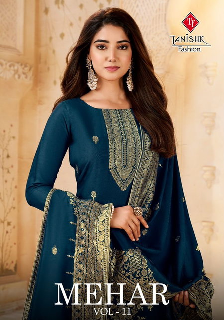 Mehar Vol 11 Naari Muslin Jacquard Wholesale Dress Material Suppliers In Mumbai
