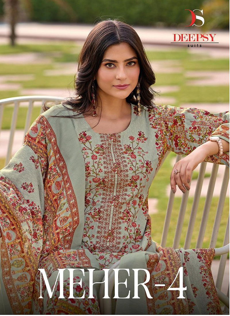 Meher 4 By Deepsy Embroidery Cotton Dupatta Pakistani Suits Wholesale Price In Surat
