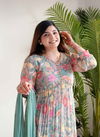 Mehera Green Floral Alia Cut Kurti With Bottom Catalog