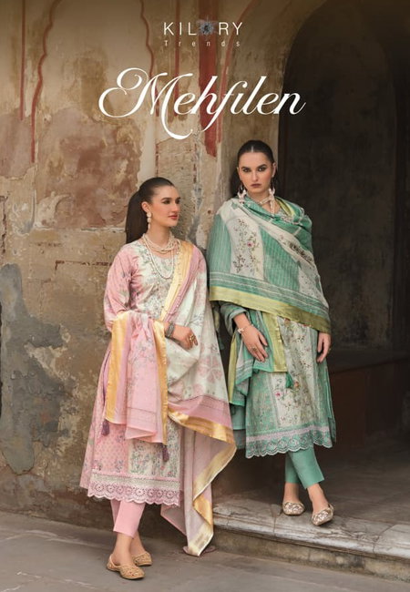 Mehfilen By Kilory Lawn Cotton Printed Surat Designer Salwar Suits Wholesale Market

