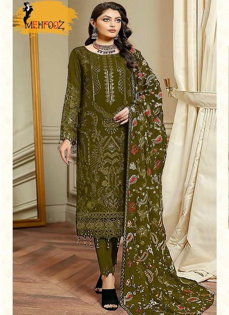 Mehfooz Aa 1014 Embroidery Georgette Pakistani Suits Catalog
