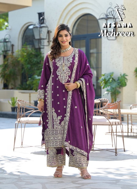 Mehreen By Afsana Chinon Embroidery Readymade Suit Orders In India
