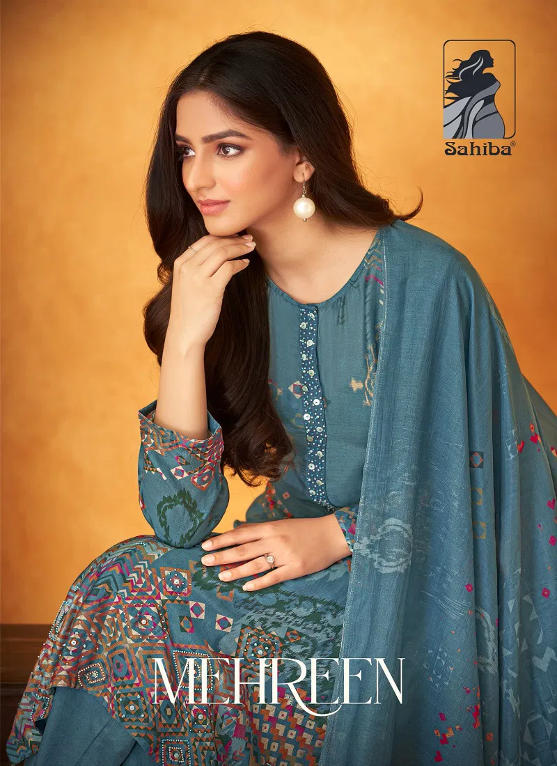 Mehreen By Sahiba Muslin Silk Digital Printed Dress Material Wholesalers In Delhi Catalog