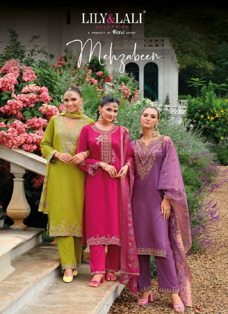 Mehzabeen By Lily And Lali Viscose Gaji Silk Kurti With Bottom Dupatta Orders In India