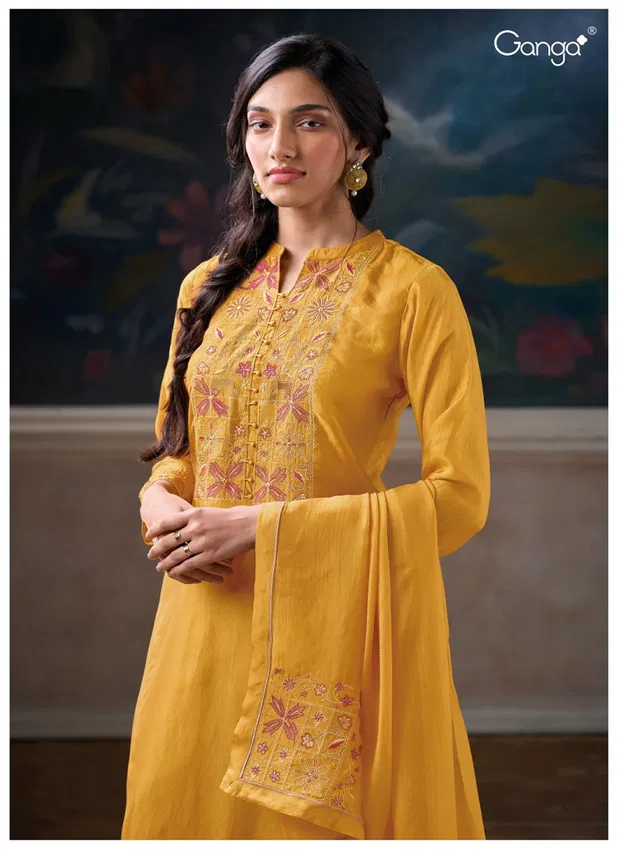 Merkok 2959 By Ganga Embroidery Dress Material Suppliers In India