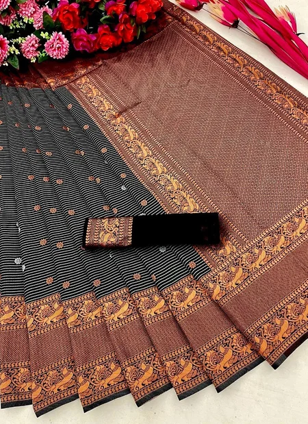 MF Black Designer Banarasi Silk Sarees Wholesale Price In Surat
