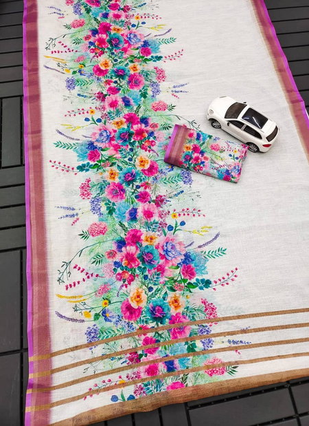 Mg 322 Linen Digital Printed Saree Catalog
