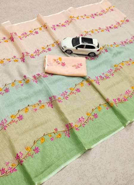 MG 344 Plain Linen Printed Daily Wear Non Catalog Saree