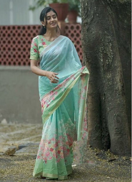 MG 356 Linen Digital Printed Sarees Wholesale Shop In Surat