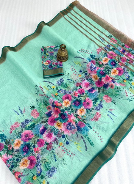 MG 402 Plain Digital Printed Linen Daily Wear Sarees Wholesale Shop In Surat

