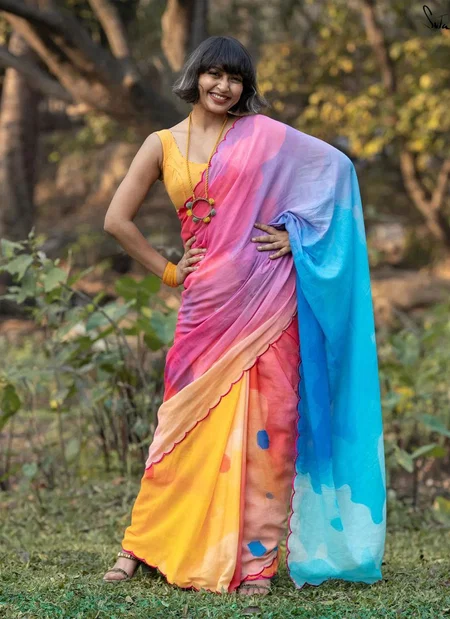 MG 433 Digital Printed Plain Linen Sarees Wholesale Price In Surat