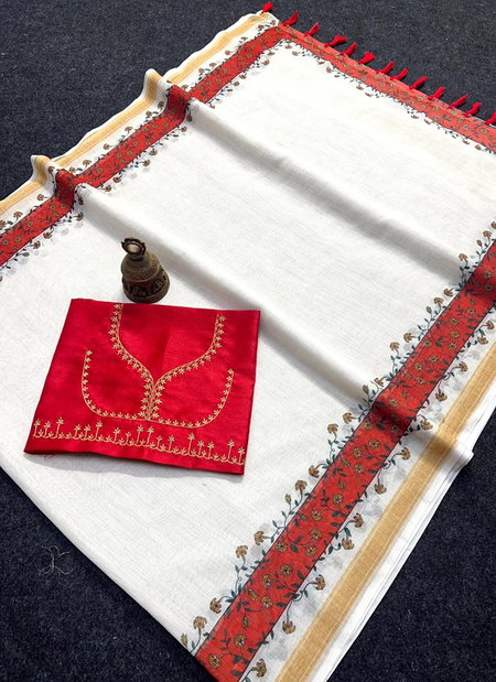 MG 469 Plain Linen Digital Printed Designer Sarees Wholesale Price In Surat