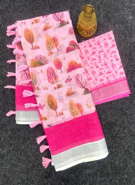 MG 502 Linen Digital Printed Designer Saree Wholesalers In Delhi