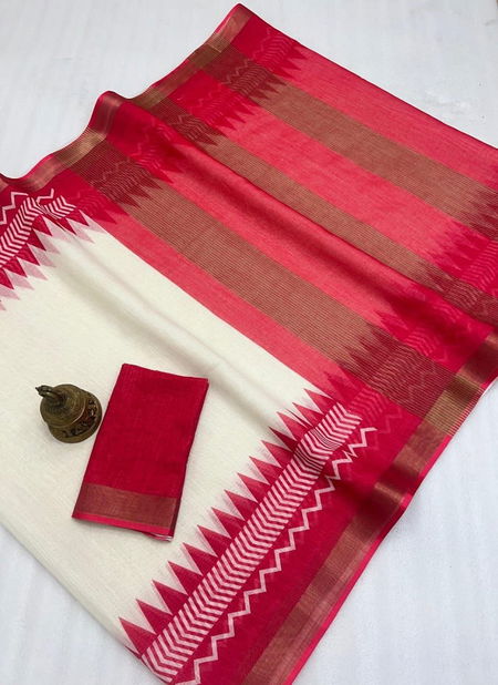 MG 524 Linen With Gold Digital Printed Surat Saree Suppliers In India