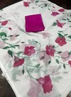 Mg306 Plain Linen Print Saree catalog