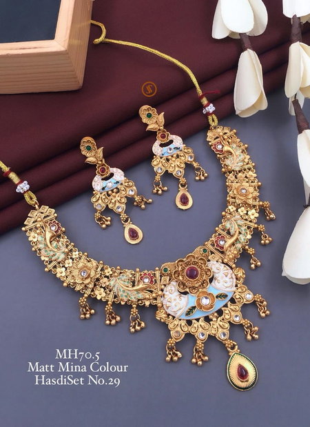 MH 70 Matte Mina Colour Hasadi Set Type Necklace Wholesale Export In India 
