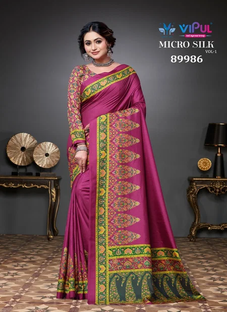 Micro Silk Vol 1 By Vipul Soft Silk Ocassion Wear Saree Wholesale Price In Surat
