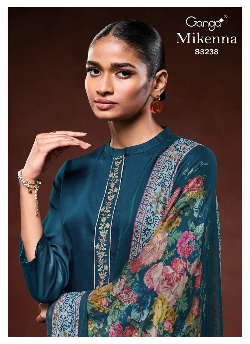 Mikenna 3238 By Ganga Cotton Silk Printed Dress Material Orders In India Catalog