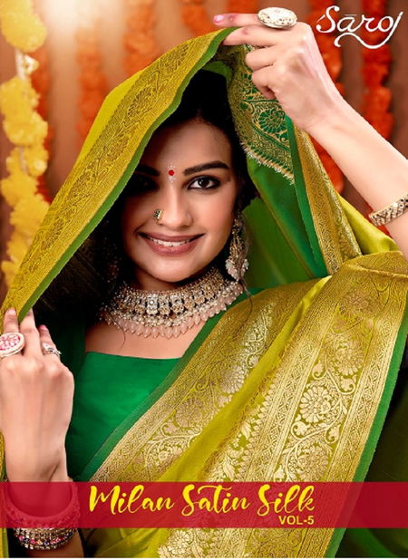 Milan Satin Silk Vol 5 By Saroj Satin Silk Designer Sarees Suppliers In India Catalog