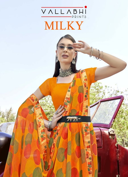 Milky By Vallabhi Printed Georgette Sarees Wholesale Clothing Suppliers In India