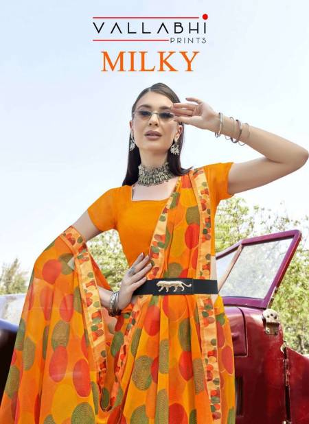 Milky By Vallabhi Printed Georgette Sarees Wholesale Shop In Surat