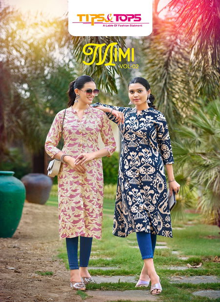 Mimi Vol 02 By Tips Tops Printed Rayon Designer Kurtis Wholesale Price In Surat Catalog