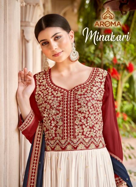 Minakari By Aroma Georgette Designer Readymade Suits Wholesale Shop In surat
 Catalog