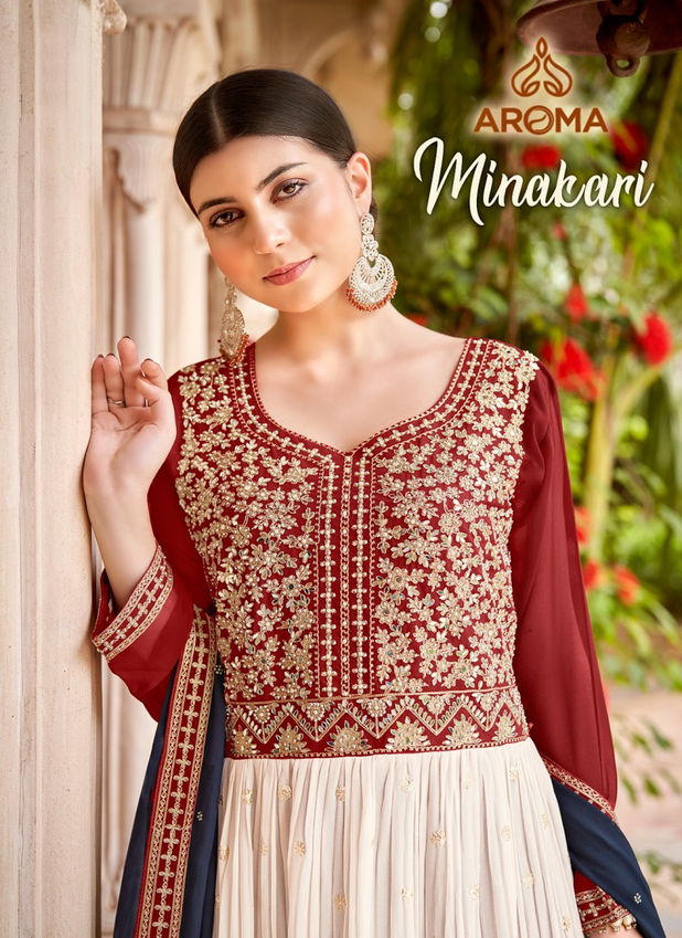 Minakari By Aroma Georgette Designer Readymade Suits Wholesale Shop In surat
