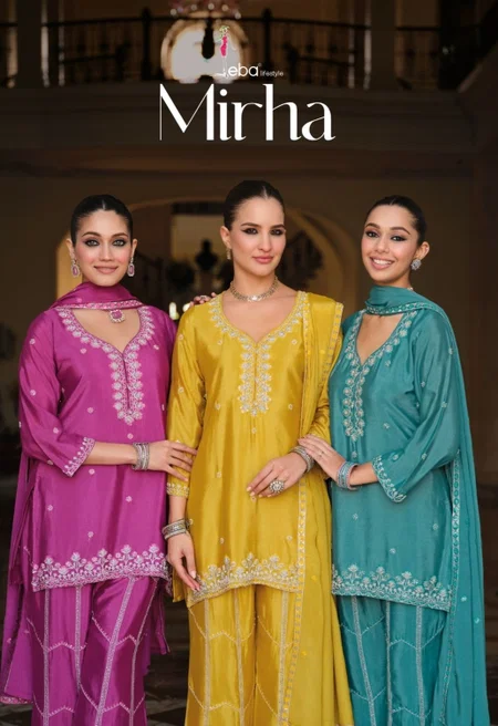 Mirah By Eba Chinon Beats Work Readymade Suits Wholesale Price In Surat
